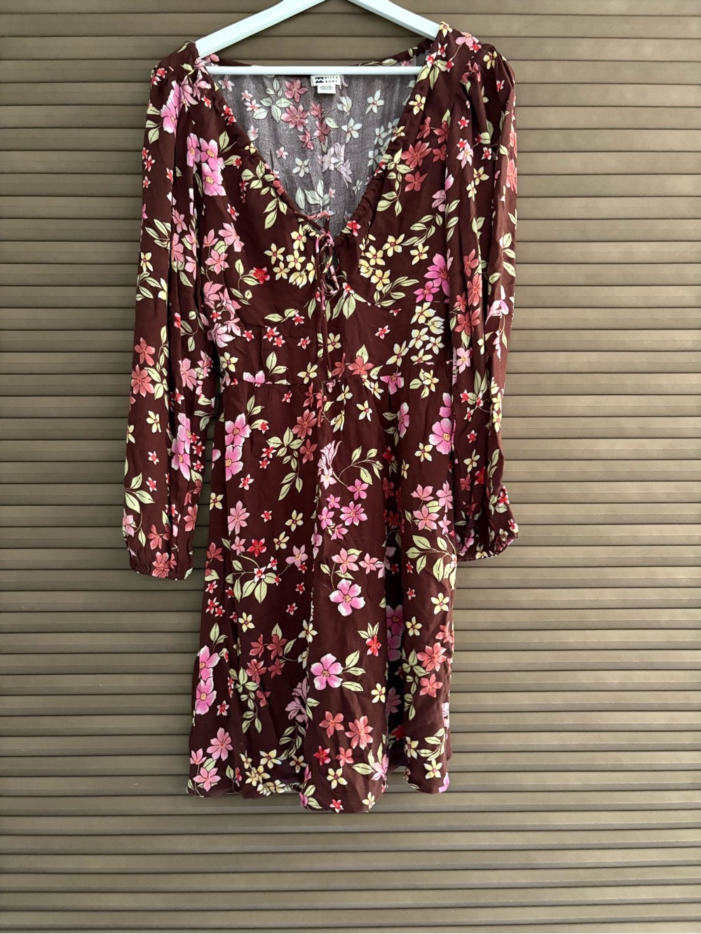 Billabong Floral Print Dress in Pink and Burgundy